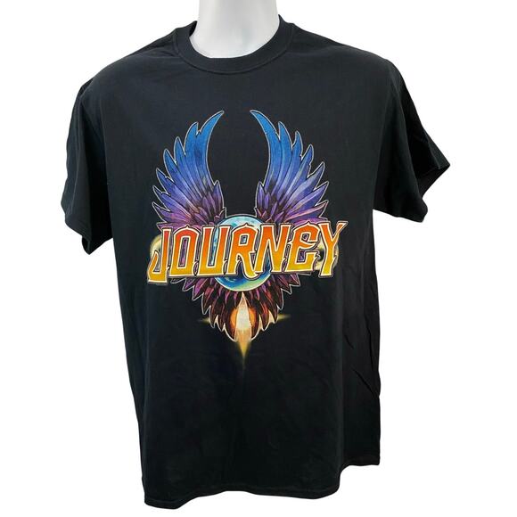 Journey Tour 2018 Black T-Shirt Size M Wings Graphic Gildan Heavy Cotton Rock - Picture 1 of 10